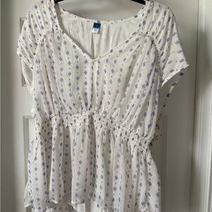 Old Navy White Smocked Peplum Blouse
